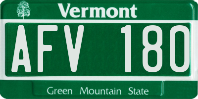 VT license plate AFV180