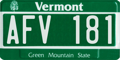 VT license plate AFV181