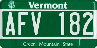 VT license plate AFV182