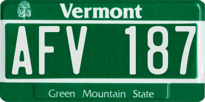 VT license plate AFV187