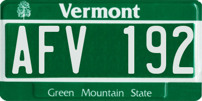 VT license plate AFV192