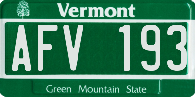 VT license plate AFV193
