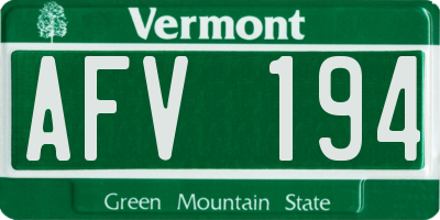 VT license plate AFV194
