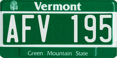 VT license plate AFV195