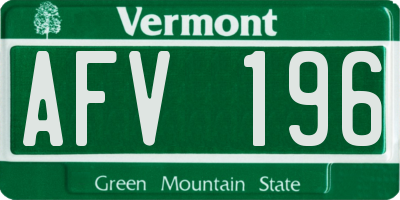 VT license plate AFV196