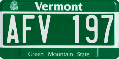 VT license plate AFV197