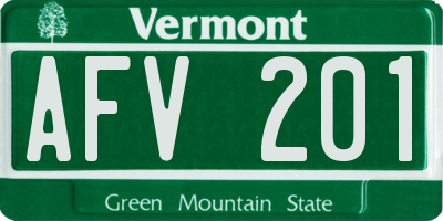 VT license plate AFV201