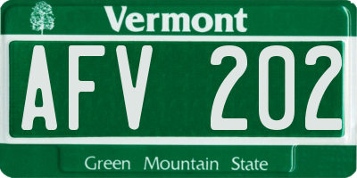VT license plate AFV202