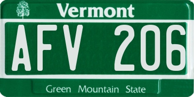 VT license plate AFV206