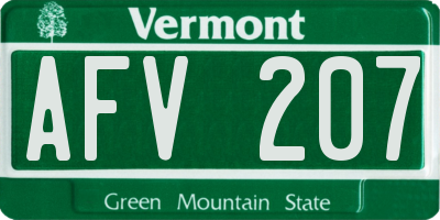 VT license plate AFV207