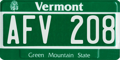 VT license plate AFV208