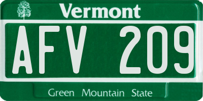 VT license plate AFV209