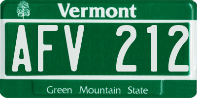 VT license plate AFV212