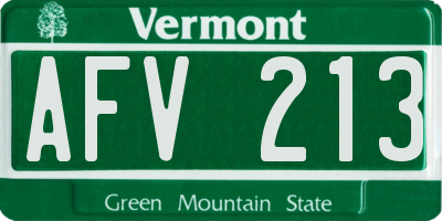 VT license plate AFV213