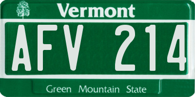 VT license plate AFV214