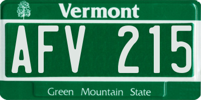 VT license plate AFV215