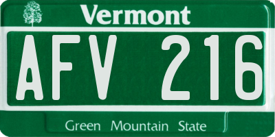 VT license plate AFV216