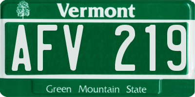 VT license plate AFV219