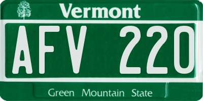 VT license plate AFV220