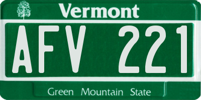 VT license plate AFV221
