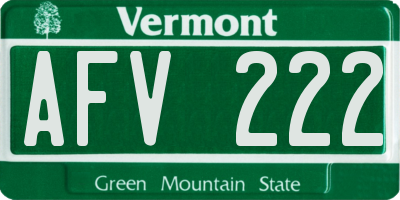 VT license plate AFV222