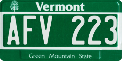 VT license plate AFV223