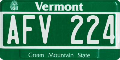 VT license plate AFV224