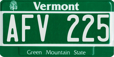 VT license plate AFV225