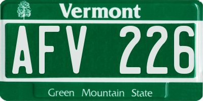 VT license plate AFV226
