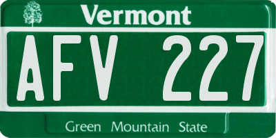VT license plate AFV227