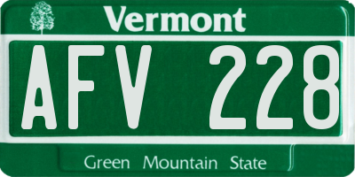 VT license plate AFV228
