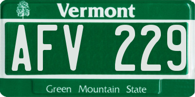 VT license plate AFV229
