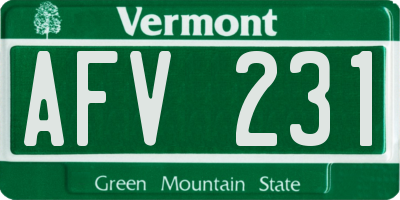 VT license plate AFV231