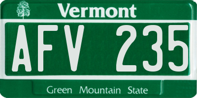 VT license plate AFV235