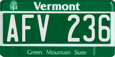 VT license plate AFV236