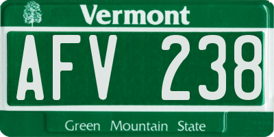 VT license plate AFV238