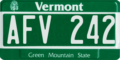 VT license plate AFV242
