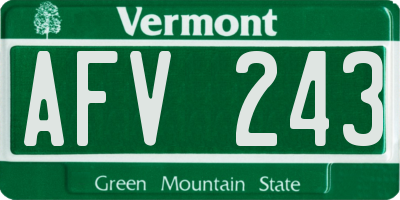 VT license plate AFV243
