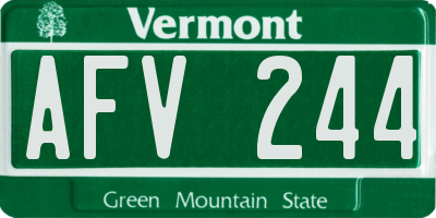VT license plate AFV244