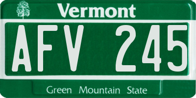 VT license plate AFV245