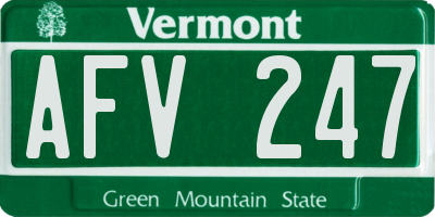 VT license plate AFV247