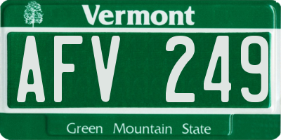 VT license plate AFV249