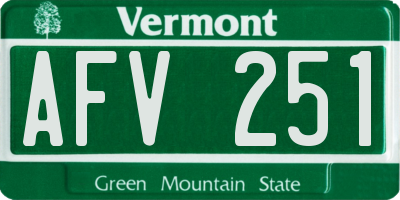 VT license plate AFV251
