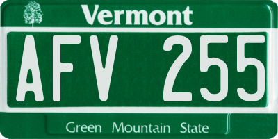 VT license plate AFV255