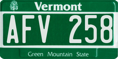 VT license plate AFV258