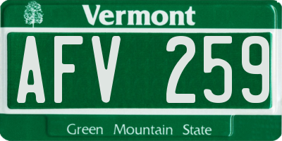 VT license plate AFV259