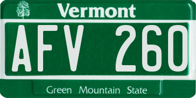 VT license plate AFV260
