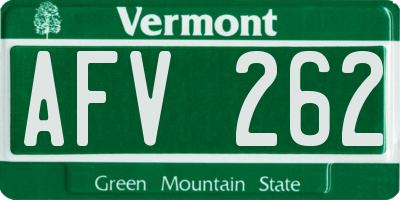 VT license plate AFV262