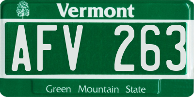 VT license plate AFV263
