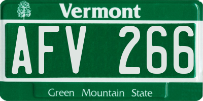 VT license plate AFV266